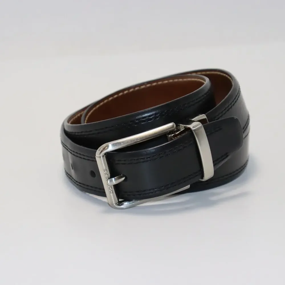 Classic Black Leather Belt‎ Silver Buckle Dress Casual Unbranded 40/100
